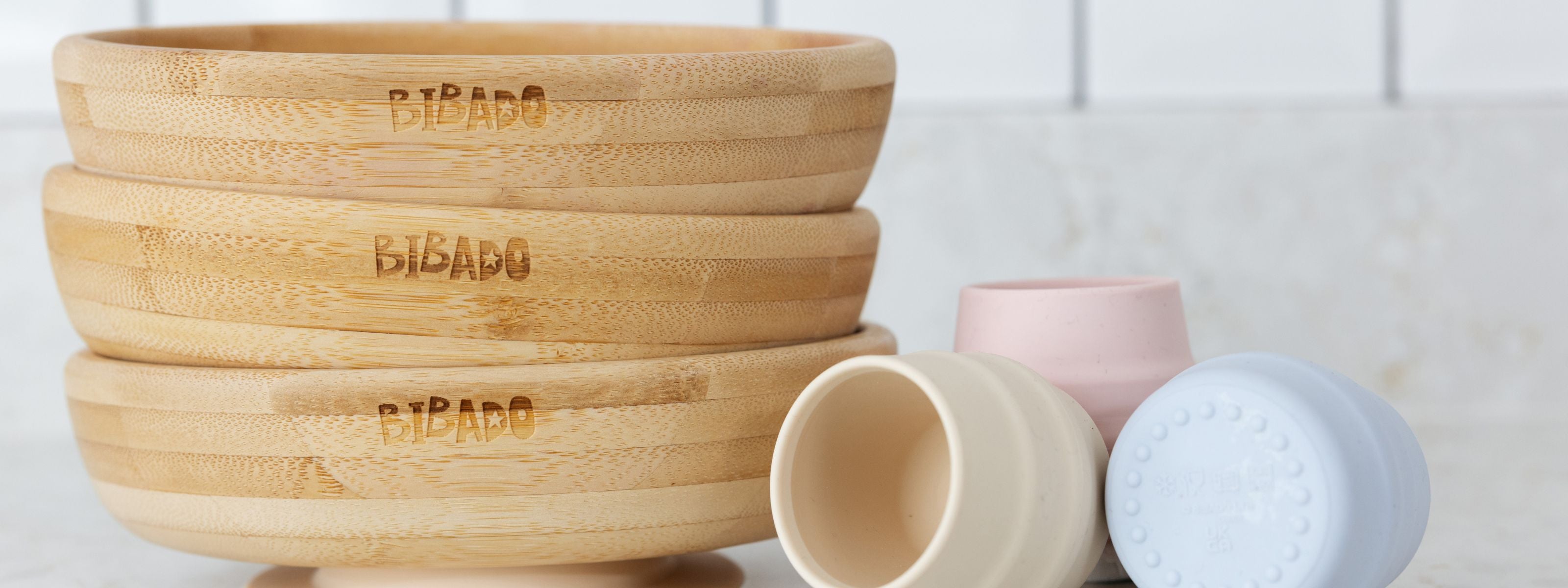 Bibado Bamboo Tableware and Silicone Open Cups